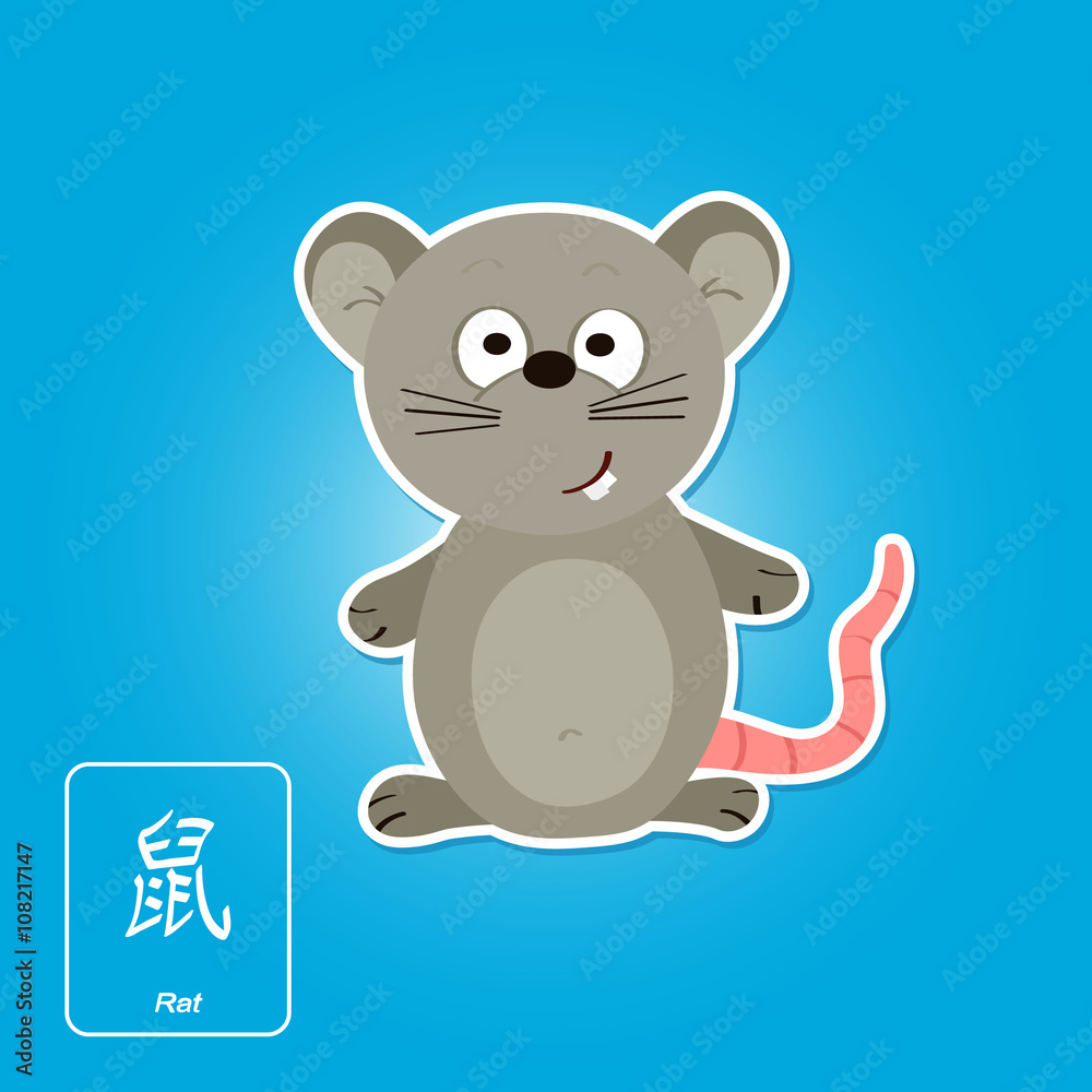 Naklejka premium Stock vector icons with rat and chinese zodiac sign for your design