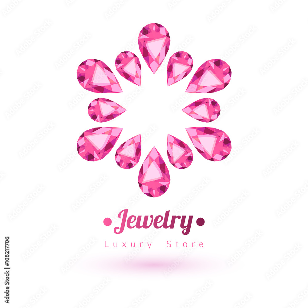 Pink gemstones jewelry symbol. Star shape. Pink gemstones jewelry symbol. Star shape.