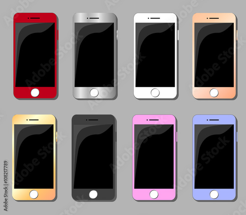 Smartphones colorful vector illustrations set