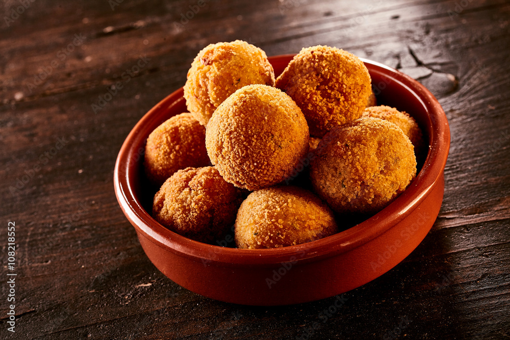 Spanish bacalao croquettes with salted codfish