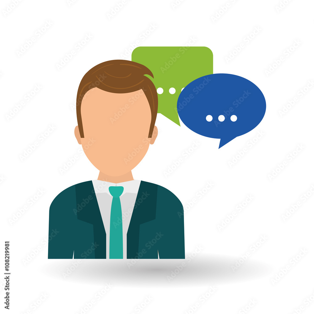 man and social media graphic design , vector illustration