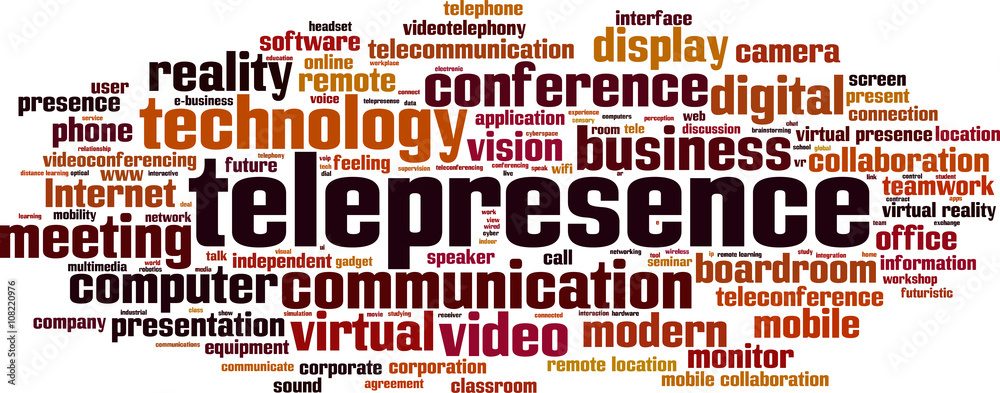 Telepresence word cloud concept. Vector illustration