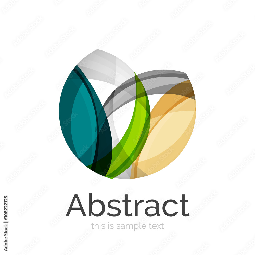 Circle logo. Transparent overlapping swirl shapes. Modern clean business icon