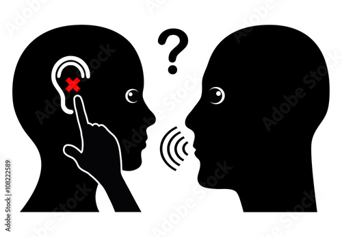 Woman with Hearing Loss. Communication problem with hearing impaired person