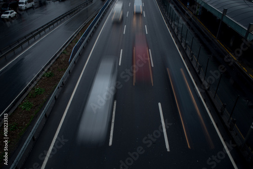 Fast cars on highway