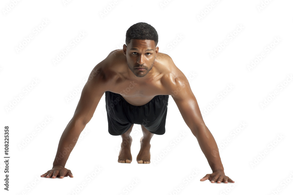 black man doing push up