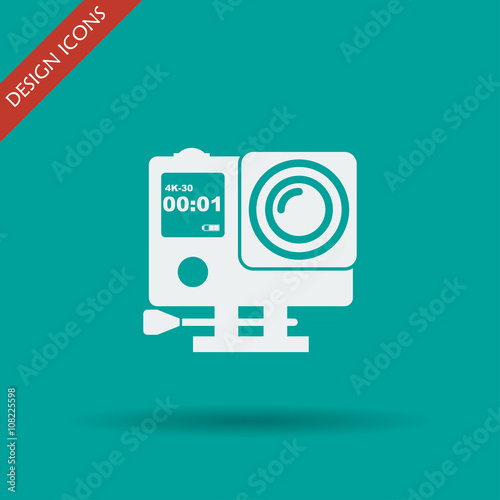 Action camera outline monochrome icon. Extreme cam