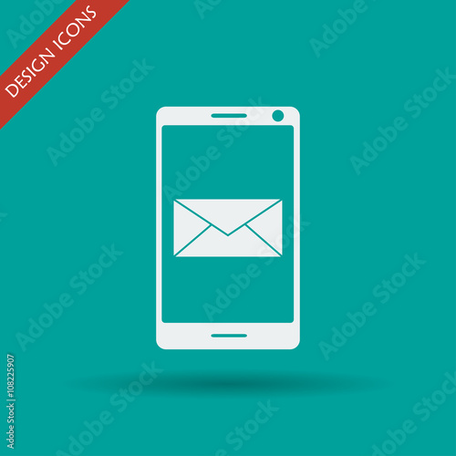Smartphone email or sms icon. Mobile mail sign simbol