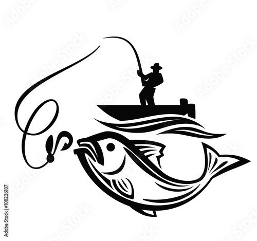 vector black fisherman