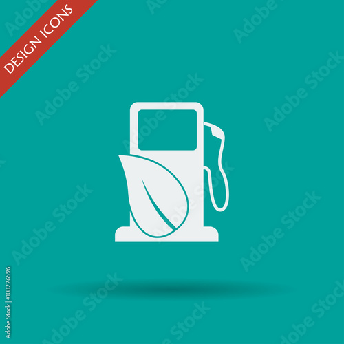 Gas station with leaves icon.