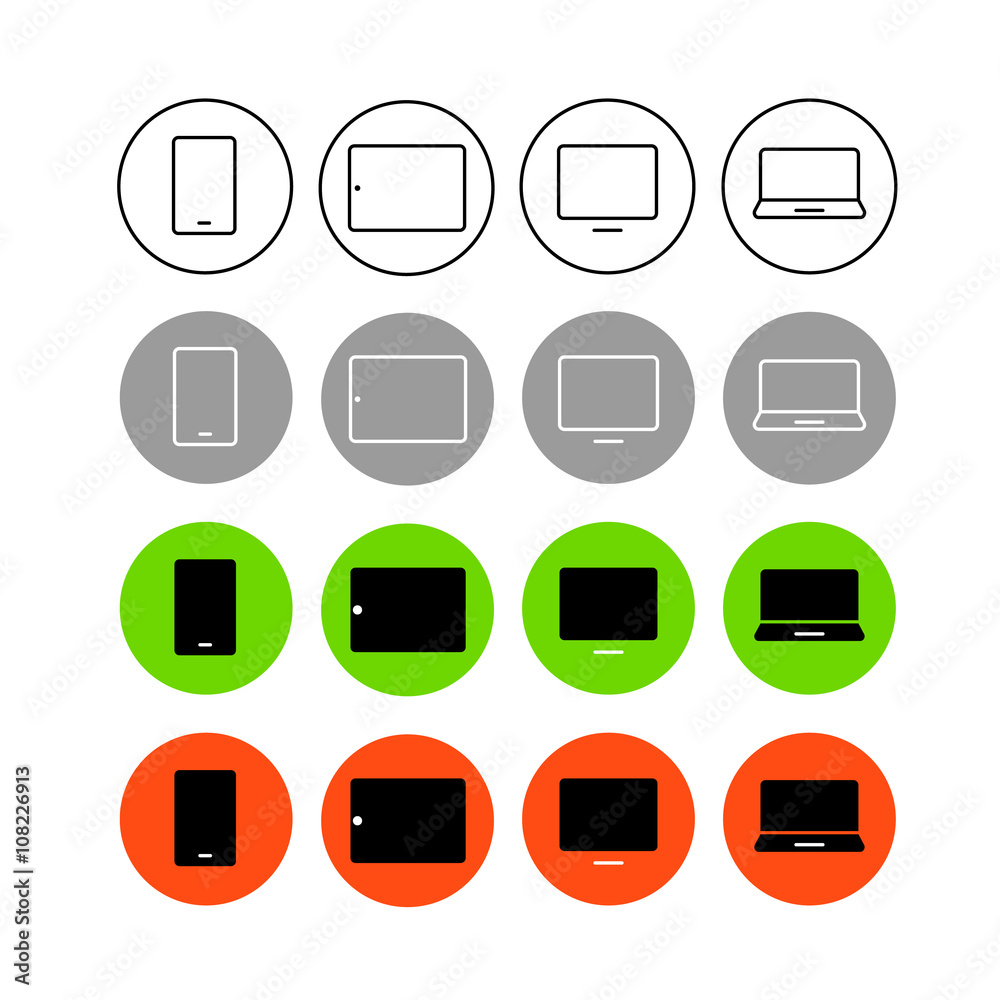 Different style trendy interface vector icons set Different style trendy interface vector icons set