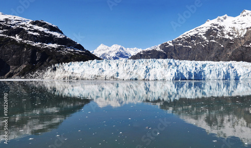 Panoramic view of Margerie glacier in Glacier Bay. Glacier Bay National Park and Preserve, Alaska, United States.