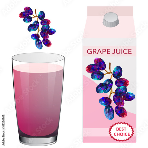 packaging design juice grapes, a glass of juice