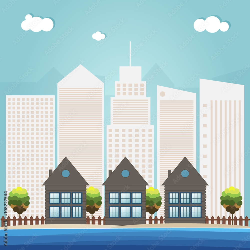 Beach Houses For Sale / Rent. Real Estate Concept. Beach Houses For Sale / Rent. Real Estate Concept.
