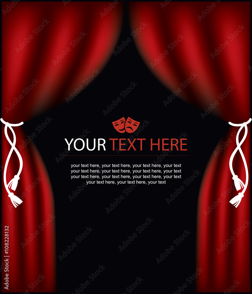 Fototapeta premium playbill with curtain theater stage and theatrical masks