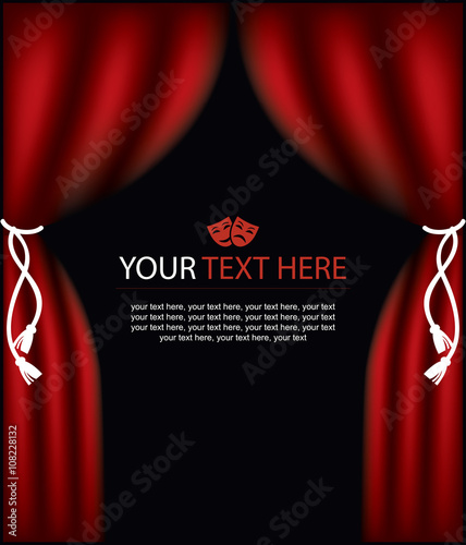 playbill with curtain theater stage and theatrical masks