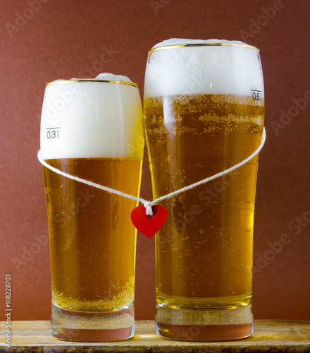 Vászonkép two glasses of beer for lovers