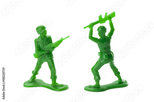 a battle between two toy soldiers