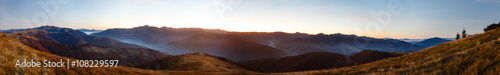 Early dawn mountains panorama.