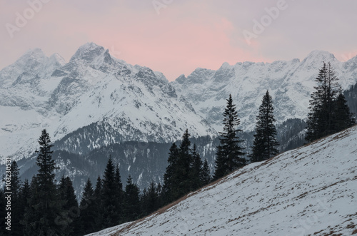 Fototapeta Naklejka Na Ścianę i Meble -  Tatra mountains in the winter evening