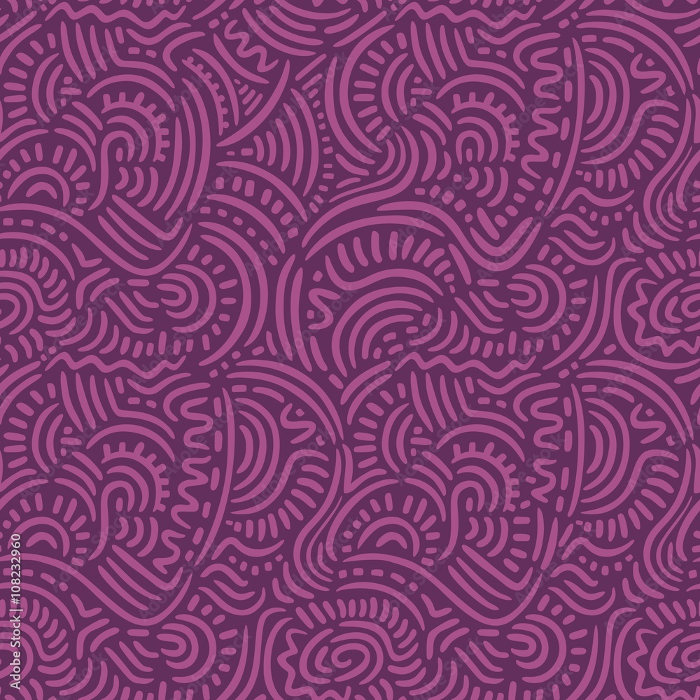 Purple Doodle Lines Seamless Pattern