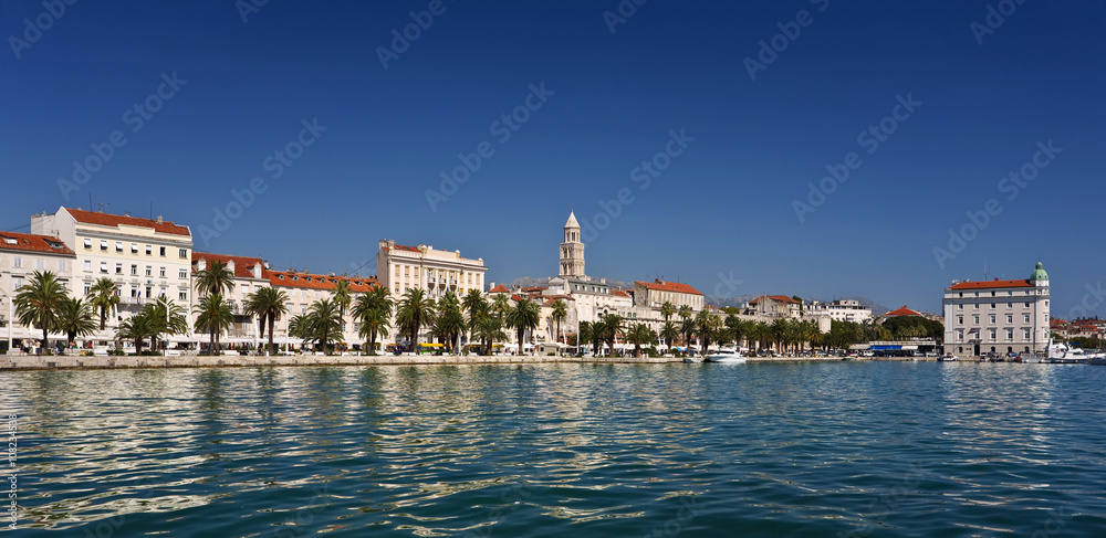 Croatia. Cityscape of Split - houses facades and remains of the Diocletian's Palace (Historical Complex of Split with the Palace of Diocletian is on UNESCO World Heritage List since 1979)