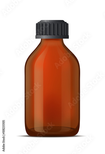 Brown glass medicine bottle with screw cap