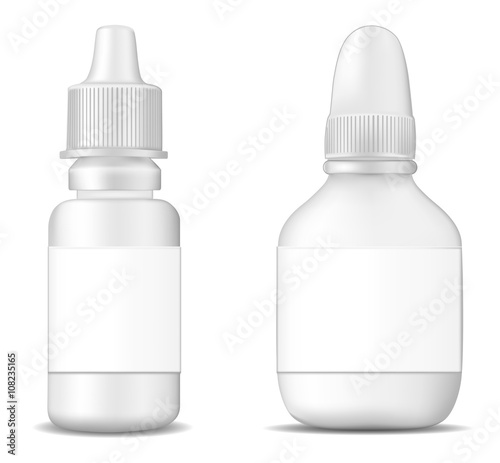 White plastic bottle for nasal spray and eye drops