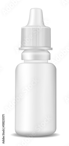 White plastic bottle for nasal spray and eye drops.