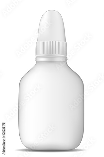 White plastic bottle for nasal spray and eye drops