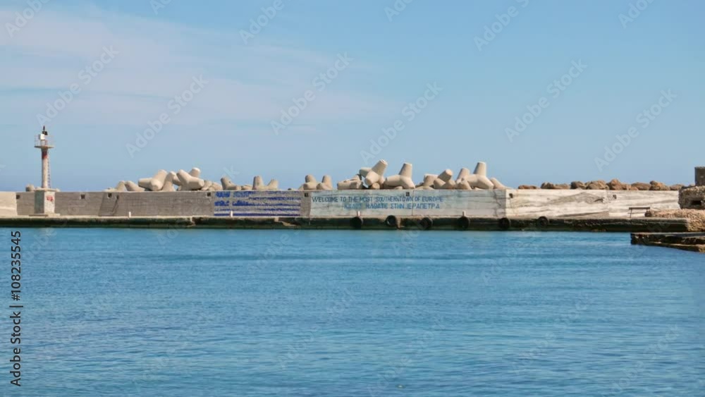 Most Southern Town of Europe.
A sign at the harbor wall at Ierapetra, Crete.
Most Southern Town of Europe.
A sign at the harbor wall at Ierapetra, Crete.