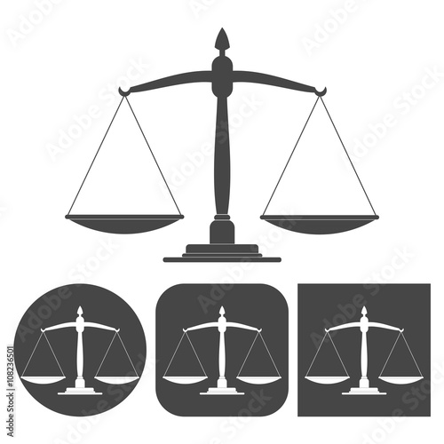 Justice scales silhouette - vector icons set