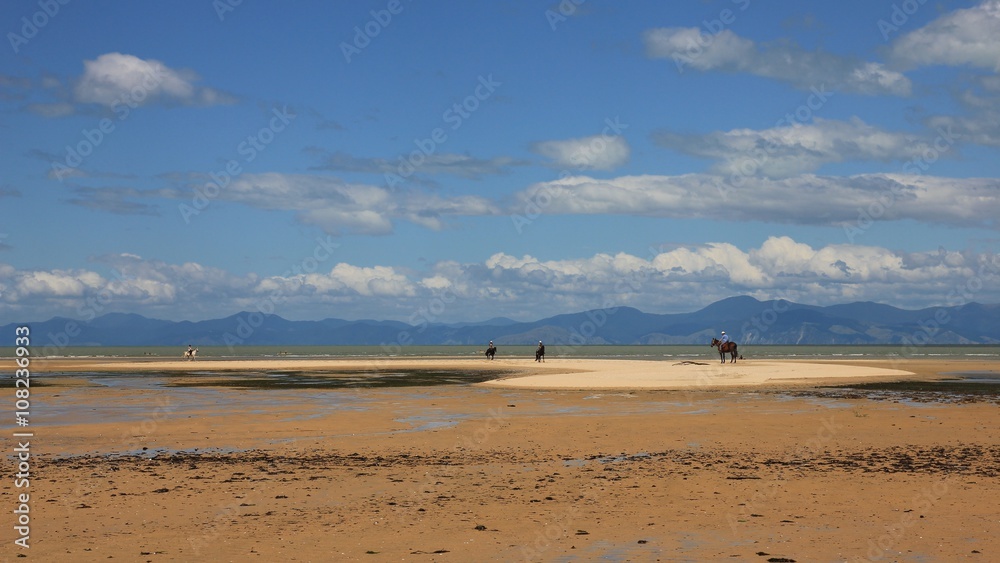 Horse riding at Marahau beach