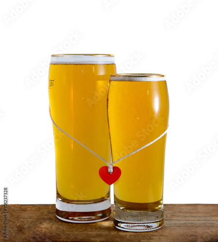 Canvastavla two glasses of beer for lovers with copy space
