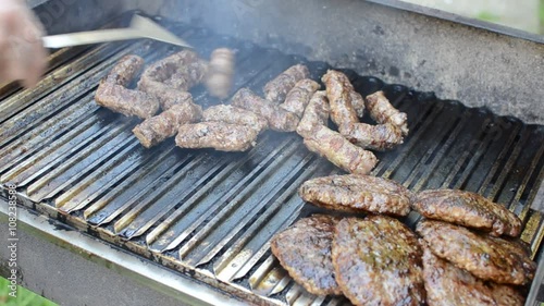 Meat on barbecue photo