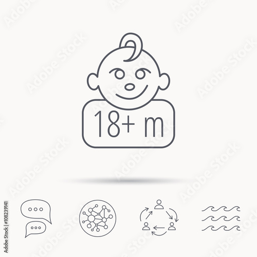Baby face icon. Newborn child sign.