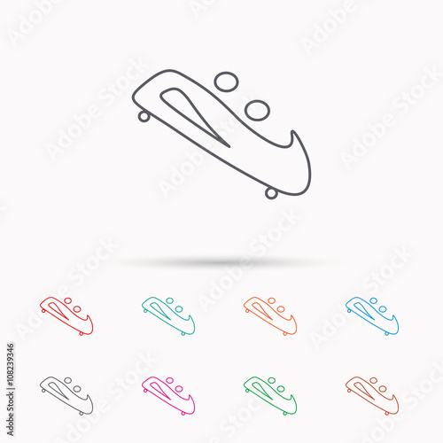 Bobsleigh icon. Two-seater bobsled sign.