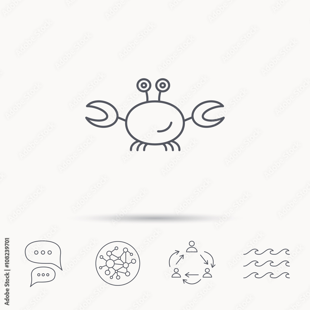 Crab icon. Cancer shellfish sign.