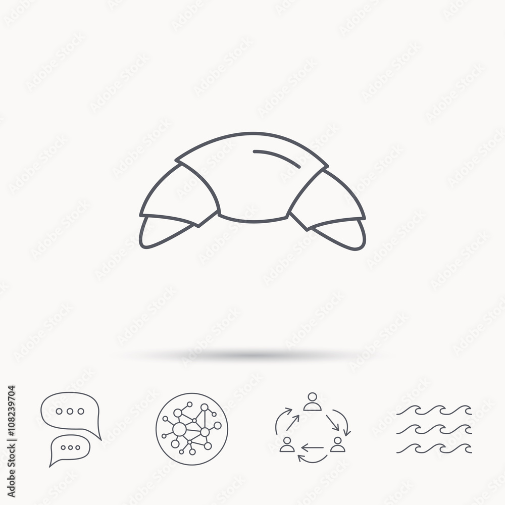Croissant icon. Bread bun sign. Croissant icon. Bread bun sign.
