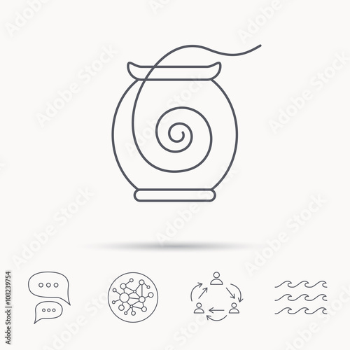 Dental floss icon. Teeth cleaning sign.