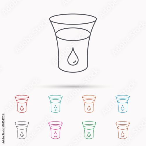 Glass of water icon. Drop sign.