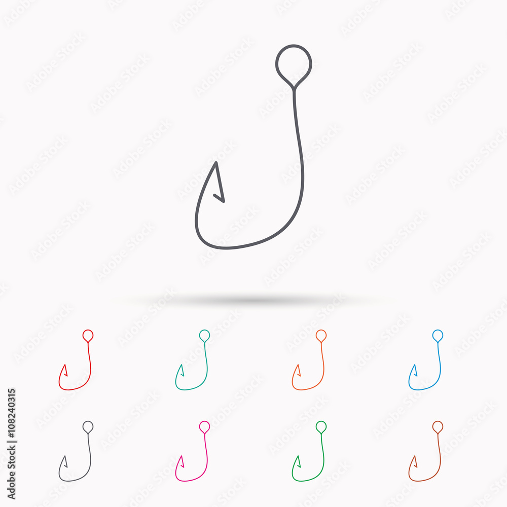 Fishing hook icon. Fisherman equipment sign. Fishing hook icon. Fisherman equipment sign.