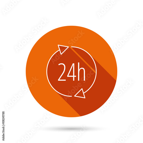 24 hours icon. Customer service sign.