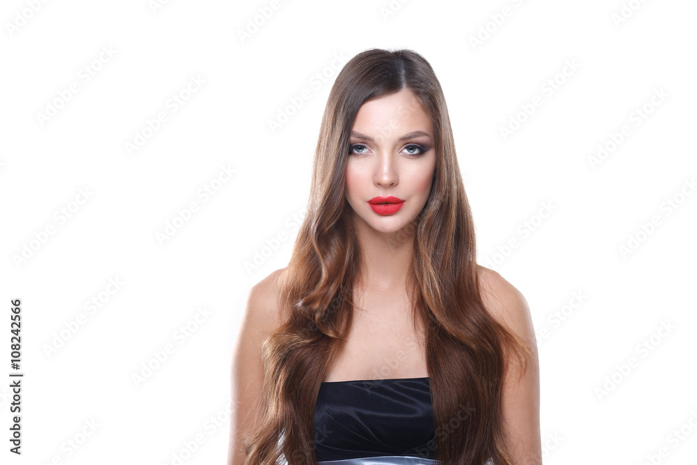 Portrait of beautiful young woman . Isolated on white background Portrait of beautiful young woman . Isolated on white background