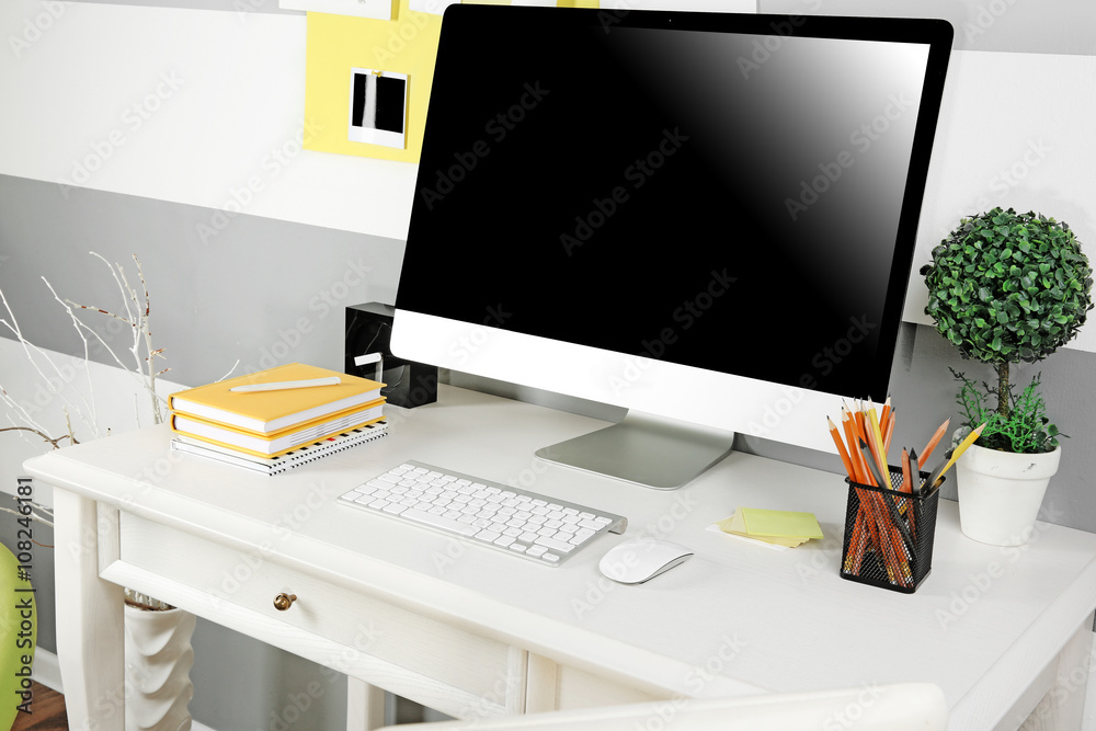Modern workplace with computer on the table Modern workplace with computer on the table