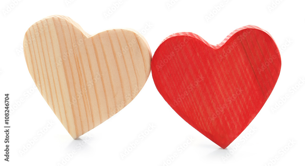 Wooden hearts isolated on white