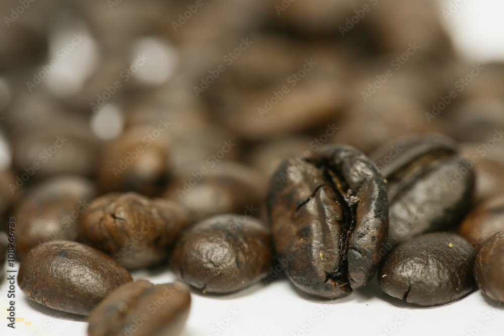 close up fresh coffee beans and isolated on white background , fresh material from market, healthy drink and international drink. close up fresh coffee beans and isolated on white background , fresh material from market, healthy drink and international drink.