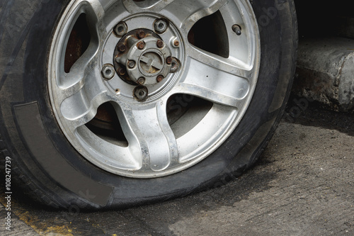Damaged flat tire