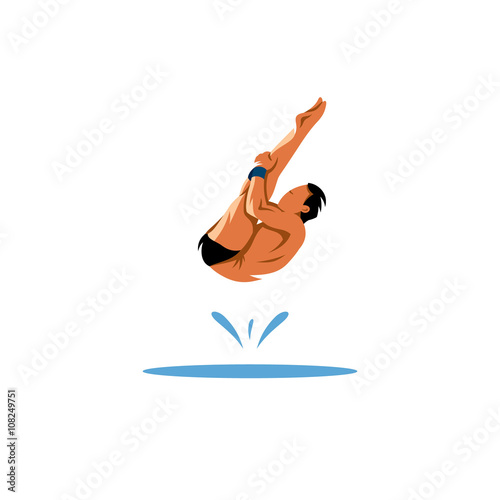 Sports diving. Vector Illustration.