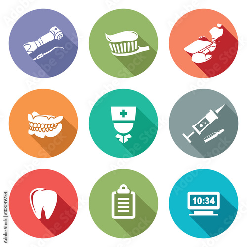 Stomatology Icons Set. Vector Illustration.